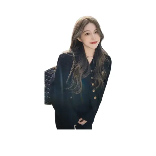 ZVJH Черное Женское Короткое Пальто