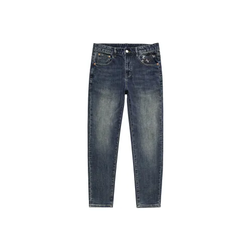 KM Синий Унисекс Джинсы