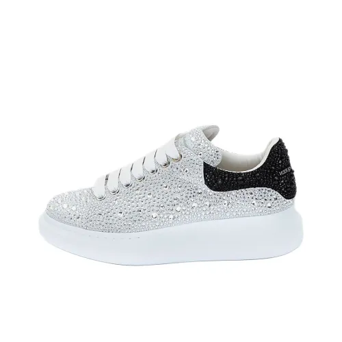 Alexander McQueen Oversized Sneaker Low Топ Стильные Скейтбординги Женские Серебристый Черный Белый