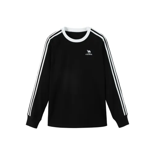 CAMEL 100% хлопок T-рубашка Casual Loose форма круглый вырез дружелюбный к коже длинный рукав тяжелый T-рубашка унисекс