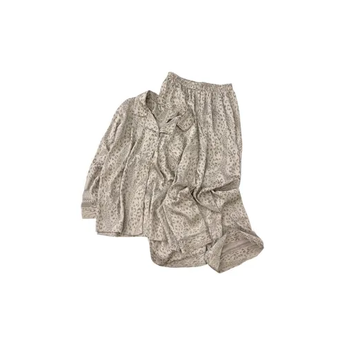 MEIJIAO Белый Серый Леопард с принтом [Комплекты одежды] Женские Пижамные комплекты