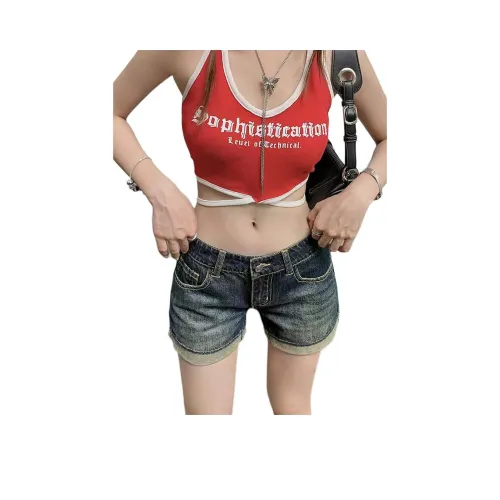 RJVO Винтажные синие женские повседневные шорты