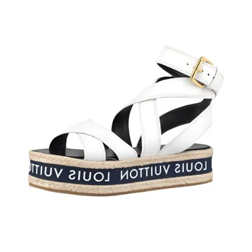 LOUIS VUITTON Boundary Flatform One Strap Sandals Женские Белые