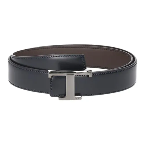 TOD'S Кожаные ремни Мужской Темно-синий Коричневый Ширина 3 см
