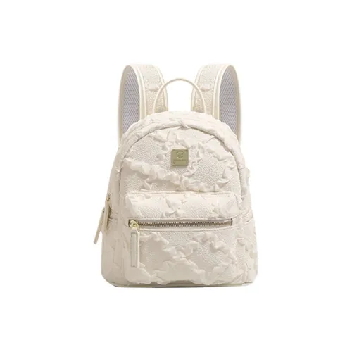 SMILE FOCUS Microfiber Synthetic Leather Backpack Standard Women's Ecru SMILE FOCUS Микрофибра Синтетическая Кожа Рюкзак Стандартный Женский Экрю