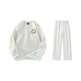Комплект одежды (Белая Фотиния Серый Длинный рукав Футболка + Белая Фотиния Серый Повседневные Штаны)