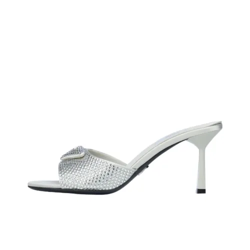 PRADA Резина Пена Подошва Слипоны Женские Серебристые