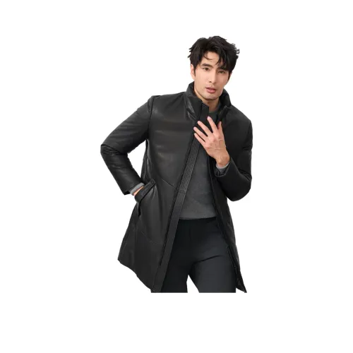 JIMU Натуральная кожа Мужской Утолщенный MID Длина (размер в длину) Haining Овчина Пальто Облегающий крой Флис Подкладка Пальто Мужской