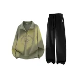 Серо-зеленый цвет горошка (Question Лиса) + Черный (Me45 Улыбка Этикетка Брюки Левый карман Этикетка)