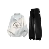 Бело-серый вереск (Лиса) + Черный (Me45 Улыбка Этикетка Брюки с левым карманом Этикетка)