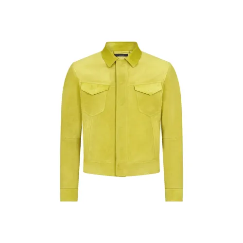 TOM FORD Ярко-желтые мужские кожаные куртки
