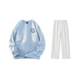 Комплект одежды (Sky Blue Длинный рукав Футболка + Белый Фотиния Серый Повседневные Штаны)