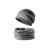 Комплект 2 - Светло-серый [Двухслойная шляпа + Прямой крой шарф]