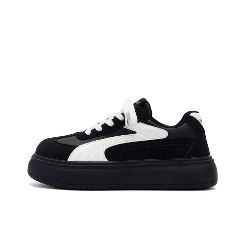 HUANQIU Покрытие Легкий Увеличение Высоты Низкие Кроссовки для Скейтбординга Женские Черные