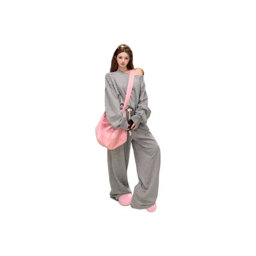 ZVJH Толстовка + Брюки Женские Повседневные Костюмы