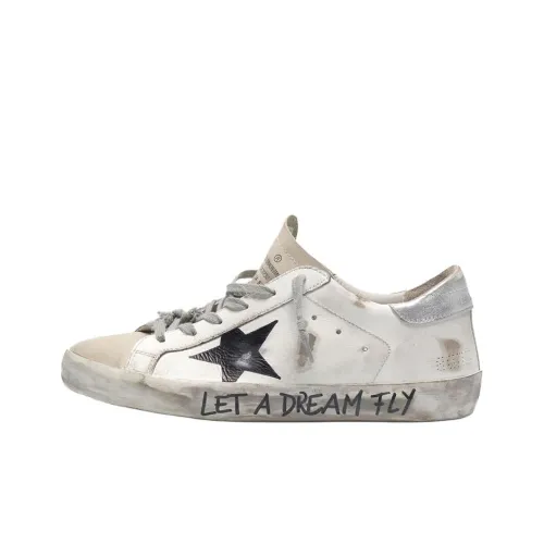 Golden Goose Супер Звезда Low Топ Стильные Скейтбординги Женские Белые Серебряные Ласточкин хвост