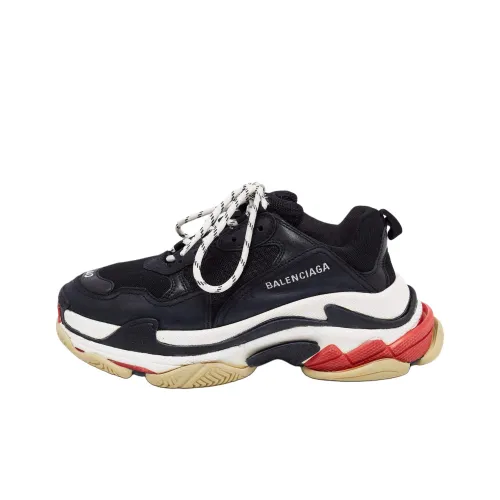 Balenciaga Triple S Low Топ Толстая подошва Кроссовки Мужские Черные Красные