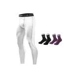 Белые штаны + черные/фиолетовые длинные носки, 2 упаковки