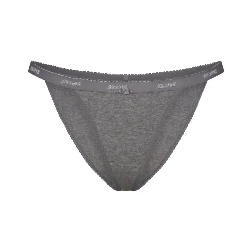 SKIMS FW25 Легкий Хлопок LOGO PICOT STRING Бикини Плавательные шорты Женские