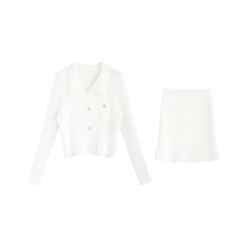 ZVJH Белый топ + Короткая юбка Женские Комплекты с юбкой