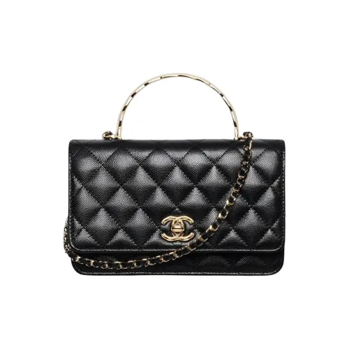 CHANEL WOC Личи Коровья кожа Сумка через плечо Сумка Мини Женская Черная