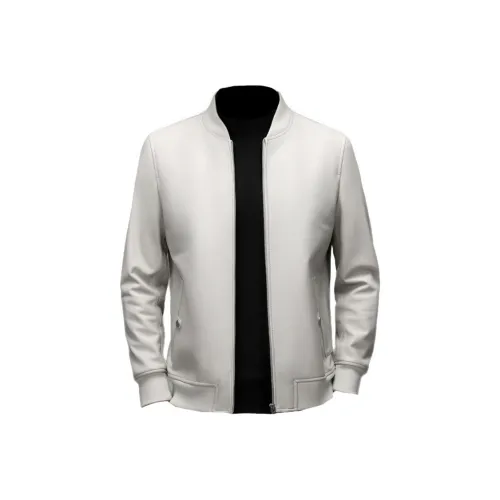 SENJIALUO Белый Мужская Кожаная Куртка