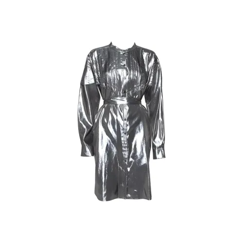 Burberry Длинное платье с длинными рукавами женский серебряный