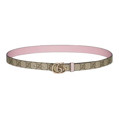 GUCCI Кожаные ремни Женские Бежевый Темно-коричневый Темно-розовый Светло-золотой Ширина 2 см