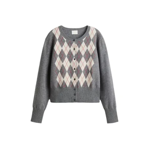 H M Серый Ромб Узор Женский Трикотаж