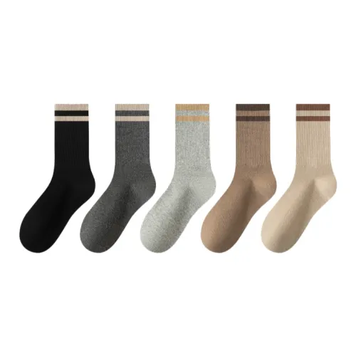 MADALLO [5 пар] Черный + Темно-серый + Светло-серый + Темно-кофейный + Хаки Мужские носки до колена