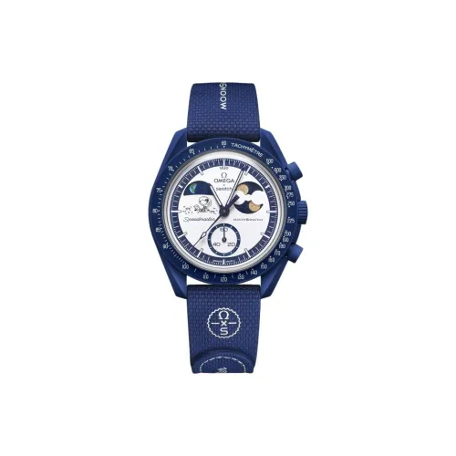 SWATCH Omega MOONSWATCH Collection SNOOPY Коллаборация Кварцевый механизм Мужские часы Часы 42 мм Белый циферблат