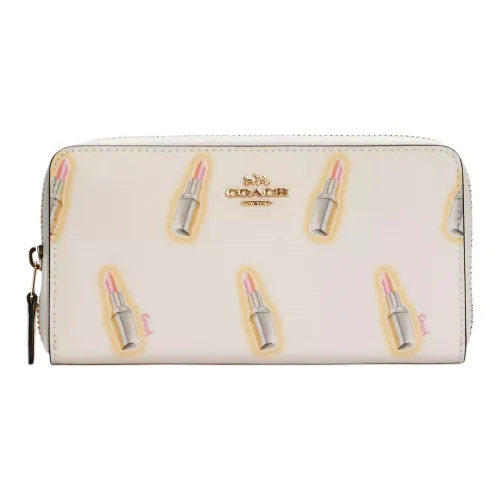 COACH Accordion Zip Покрытый холст Кошелек Маленький Женский Белый
