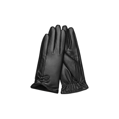 PIERRE CARDIN Sheepskin Goat Leather Gloves Women's Black