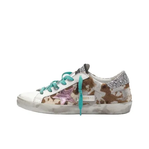 Golden Goose Супер Звезда Стильные Скейтбординги Женские Белые Коричневые Потертые Позиционирование Стиль