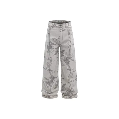 THE AIER Белый Серый Унисекс Джинсы