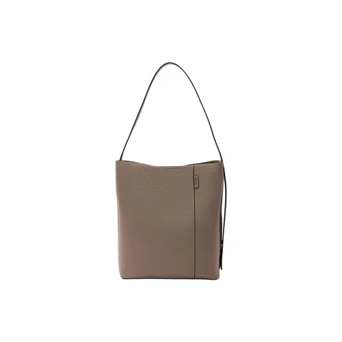 HONGU Сумка из коровьей кожи с синтетической кожей в форме ведра плечевая сумка для женщин слоновая сера коричневая