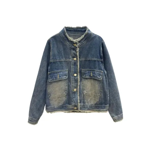 ZVJH Синий Женские Джинсовые Куртки