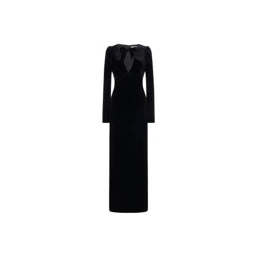Alessandra Rich FW25 Вельветовое платье с арочным дизайном длинный рукав женское