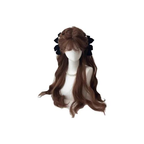FYOSEE Карамель Тепло-коричневый Шерстяной завиток Женская Перука Высокая Температура Пряжа Длинные Кудрявые Волосы