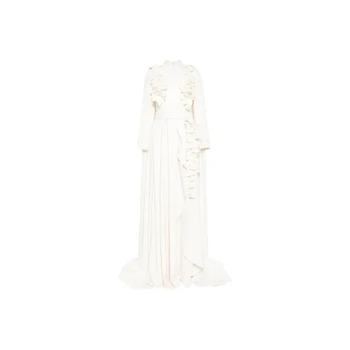 Saiid Kobeisy Длинное платье с длинными рукавами женское белое
