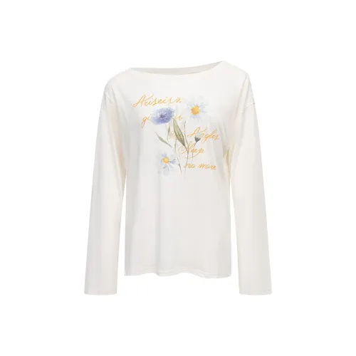 Ariseism Маргаритка Принт COVER UP Длинный рукав Т-рубашка для женских осенний свободный крой топ для женских