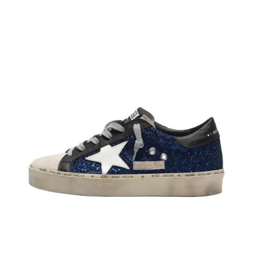 Golden Goose Hi Star Стильные Скейтбординги Женские Синий Блестящий состаренный стиль позиционирования