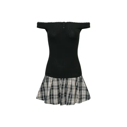 Ariseism Стильный Off The Плечо Клетчатый Короткий Рукав Платье Для Женщин Летняя Юбка Женская