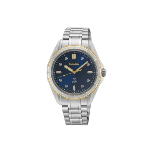 SEIKO Prospe Кварцевый механизм часы с ремешком из нержавеющей стали 34 мм женские синий циферблат