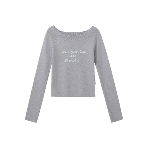 Tryforlove Серый Off The Плечо Свитер Женские Свитеры