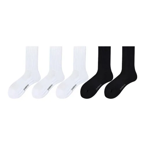 MADALLO [5 пар] 3 Белых + 2 Черных мужские носки MID до икры