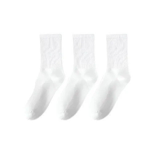 MADALLO [3 упаковки] Белые Мужские Носки до икры MID
