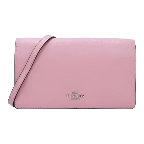 COACH Foldover Кожа Маленькая Квадратная Сумка Сумка через плечо Стандартная Женская Розовая