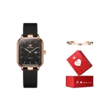 Винил Ремешок Розовый Корпус, Черный Циферблат [Праздничная Коробка + Браслет]