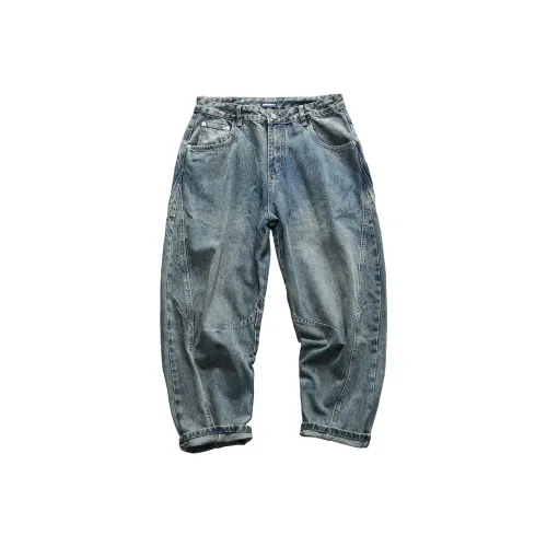 YIMAI Синий Серый Мужские Джинсы